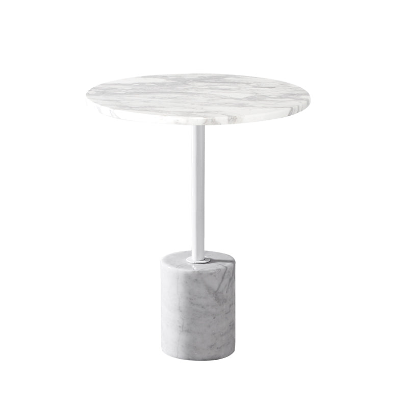 Modern Marble Pedestal End Slide Table White Round Corner Table