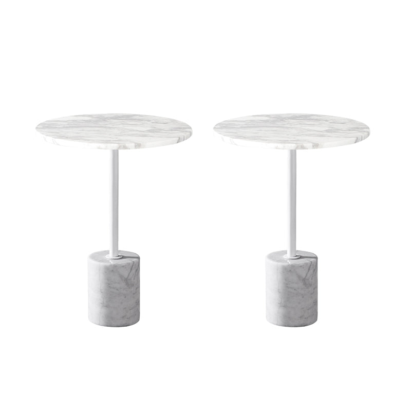 Modern Marble Pedestal End Slide Table White Round Corner Table