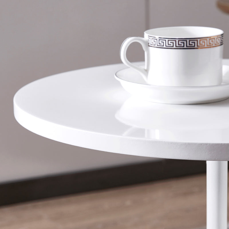 Modern Marble Pedestal End Slide Table White Round Corner Table