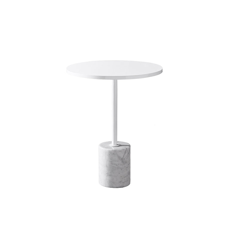 Modern Marble Pedestal End Slide Table White Round Corner Table