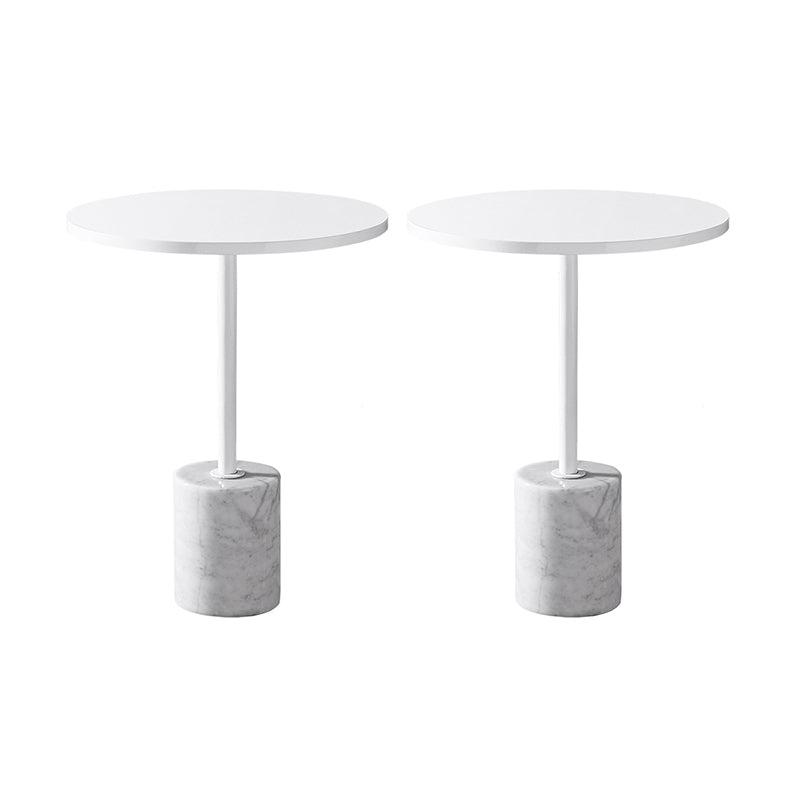 Modern Marble Pedestal End Slide Table White Round Corner Table