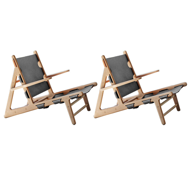 Mid-Century Modern Solid Wood Frame Square Arms Lounge Accent Chair