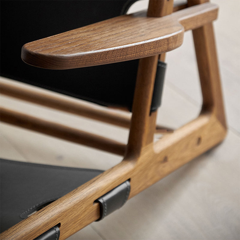 Mid-Century Modern Solid Wood Frame Square Arms Lounge Accent Chair