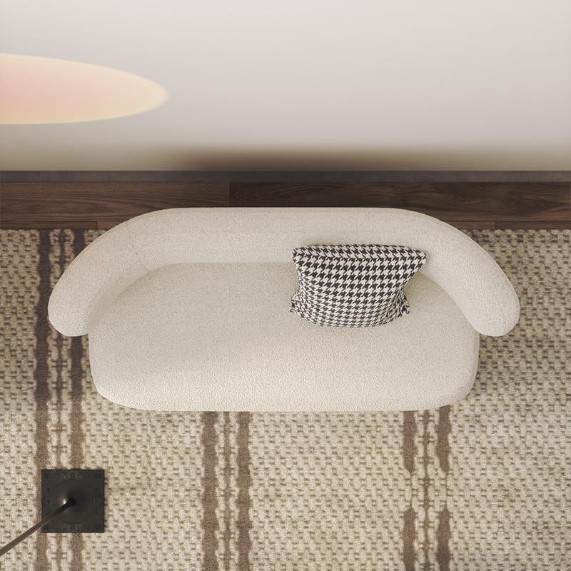 Modern Fabric Sofa in White, Tuxedo Arm Standard Sofa for Living Room