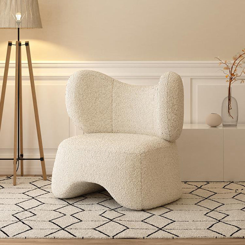 Modern Fabric Sofa in White, Tuxedo Arm Standard Sofa for Living Room