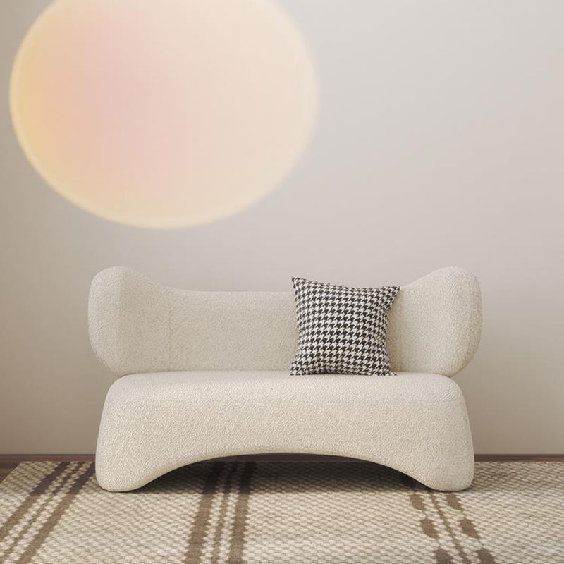 Modern Fabric Sofa in White, Tuxedo Arm Standard Sofa for Living Room