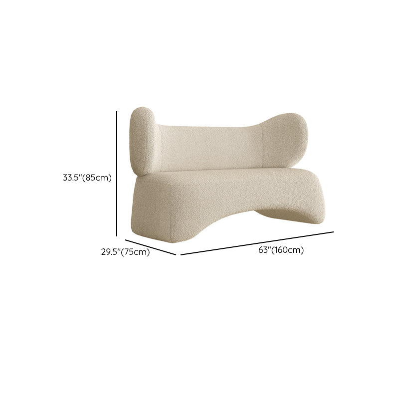 Modern Fabric Sofa in White, Tuxedo Arm Standard Sofa for Living Room