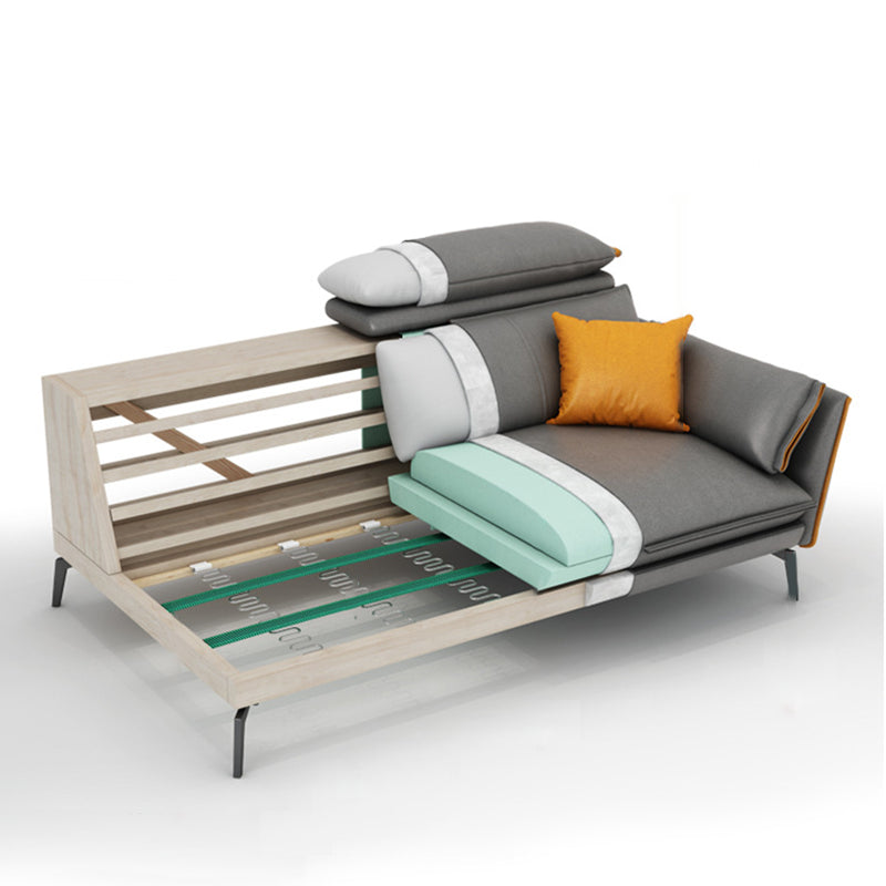 Modern Cushions Flared Arm Seating Living Room Faux Leather Stationary Sofa