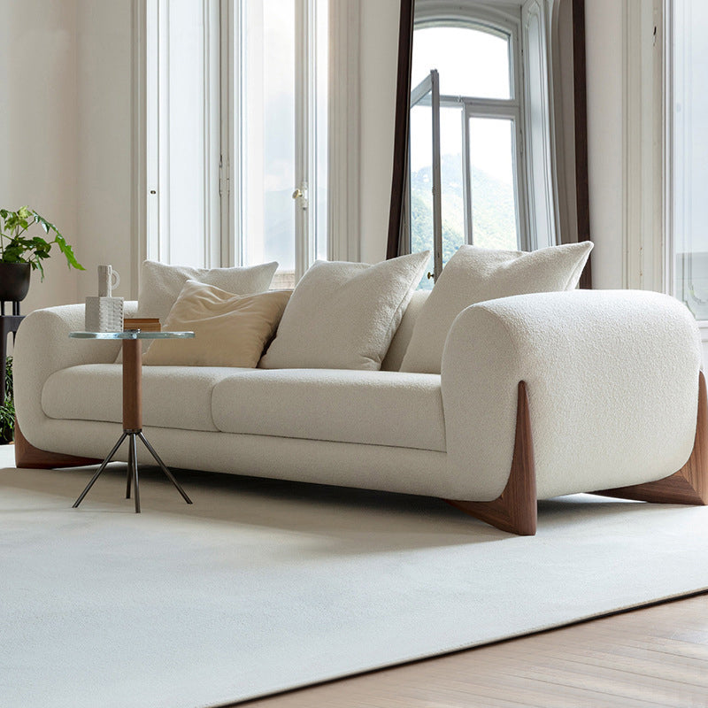 Modern Tuxedo Arm Standard Sofa Fabric Tight Back Sofa with Pillow