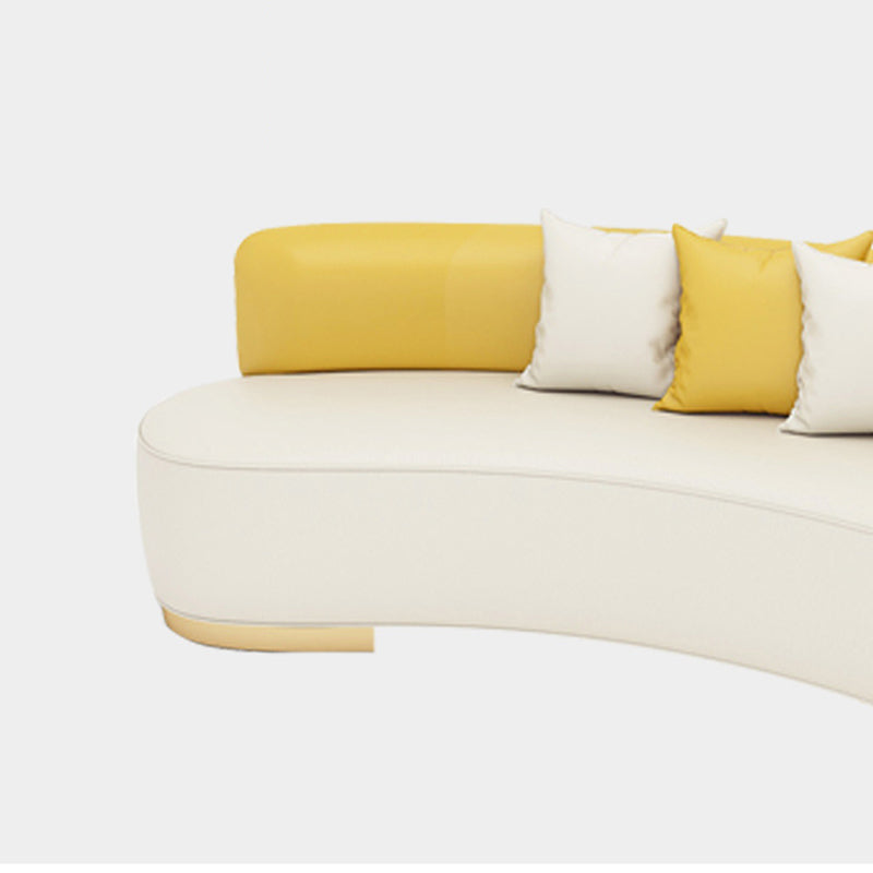 Contemporary Faux Leather Curved Sofa Armless Tight Back Sofa