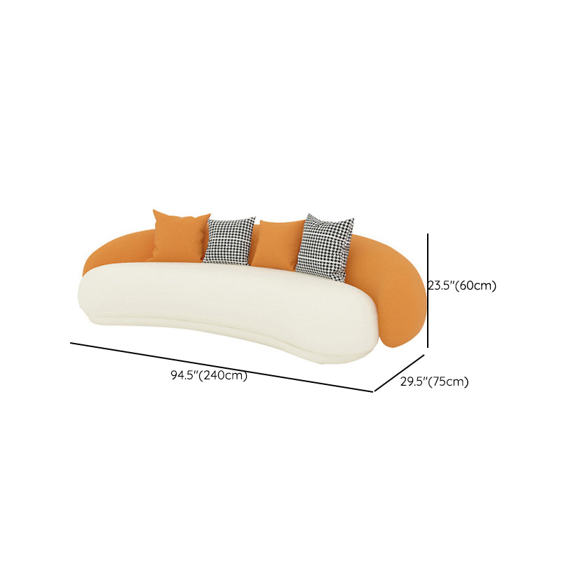 Sloped Arm Tight Back Curved Sofa Contemporary Faux Leather Sofa