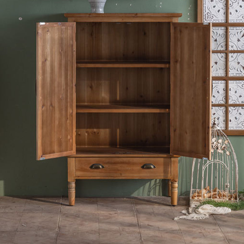Industrial Accent Cabinet in Natural with Solid Wood Door and Drawers