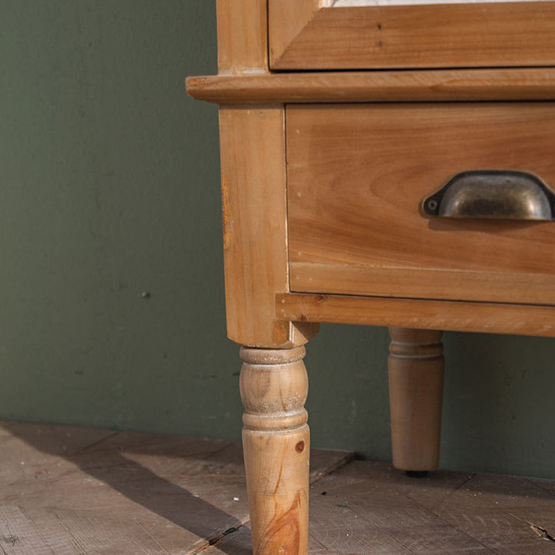 Industrial Accent Cabinet in Natural with Solid Wood Door and Drawers