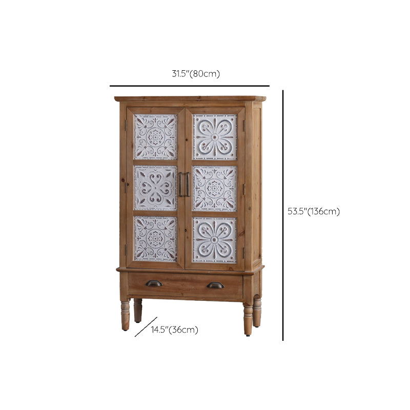 Industrial Accent Cabinet in Natural with Solid Wood Door and Drawers