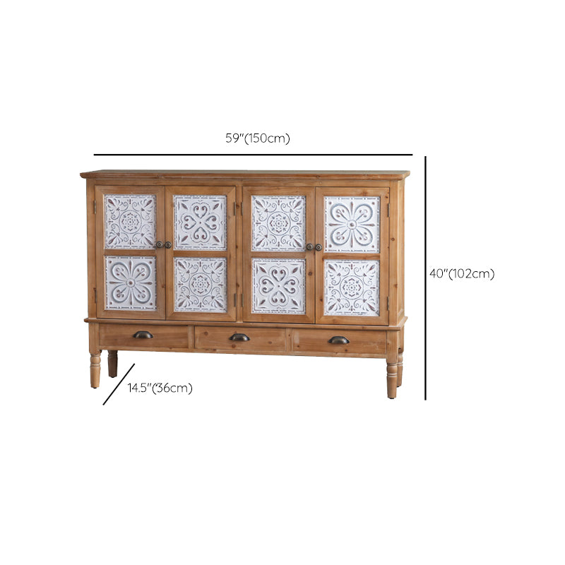 Industrial Accent Cabinet in Natural with Solid Wood Door and Drawers