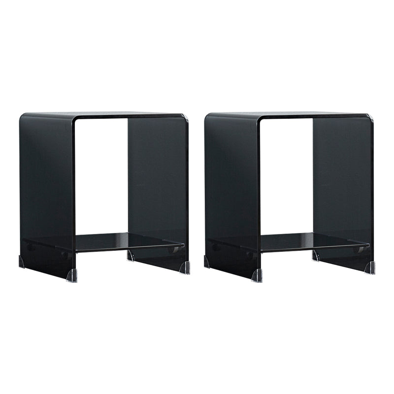 Modern Sled Corner Table Square Glass Side End Table for Living Room