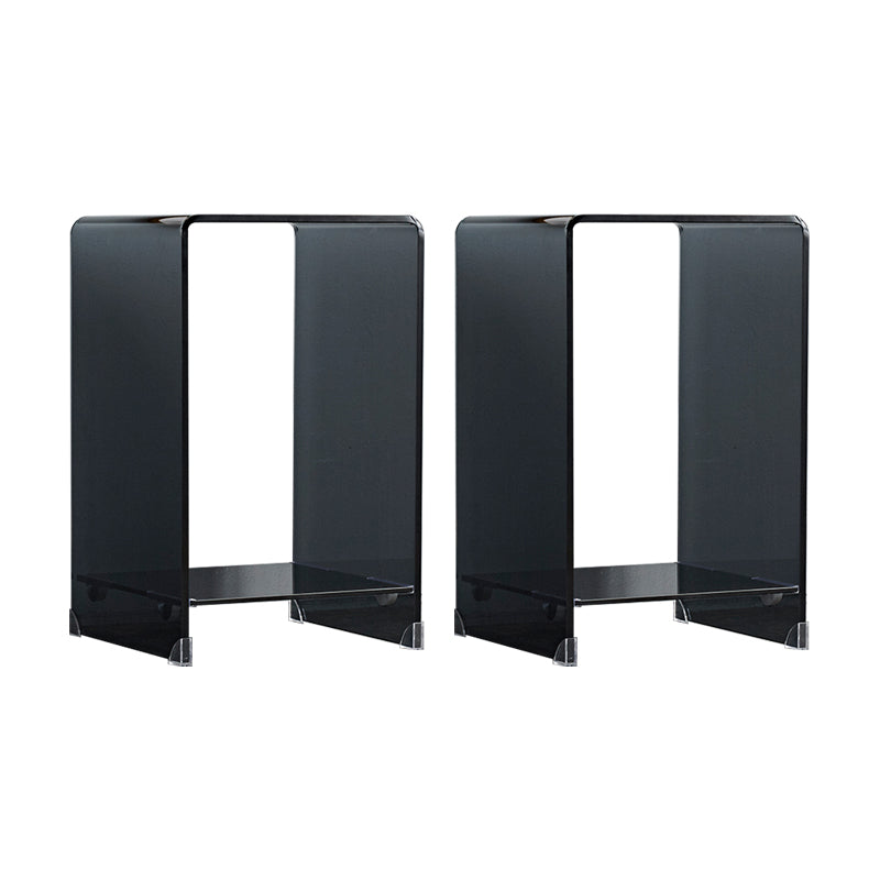 Modern Sled Corner Table Square Glass Side End Table for Living Room