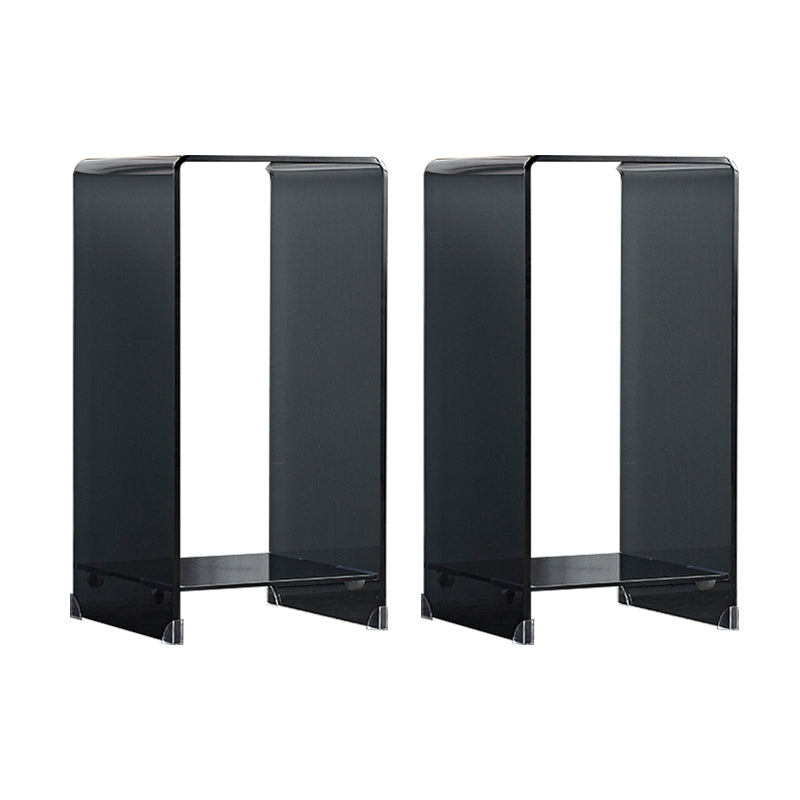 Modern Sled Corner Table Square Glass Side End Table for Living Room