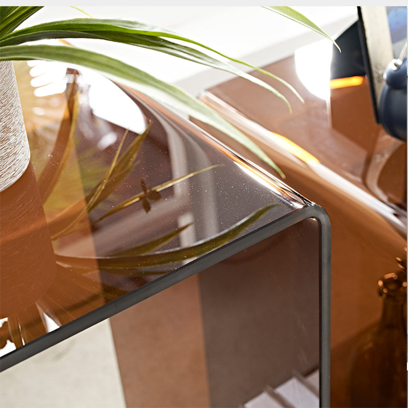Modern Glass Corner Table Round Side End Table for Living Room
