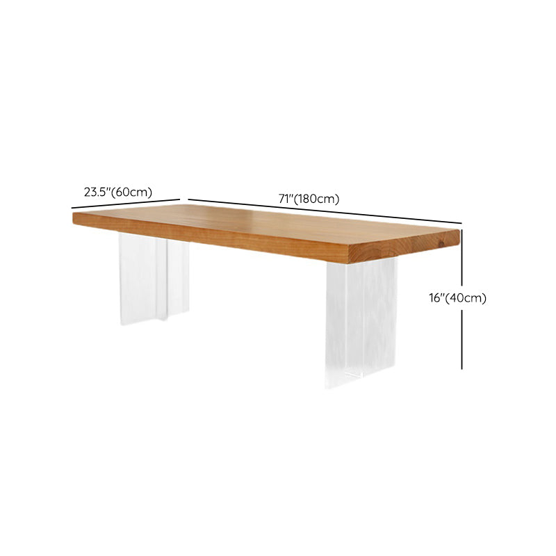 Scandinavian Rectangular Wood Coffee Table 15.7" H Acrylic Legs Cocktail Table