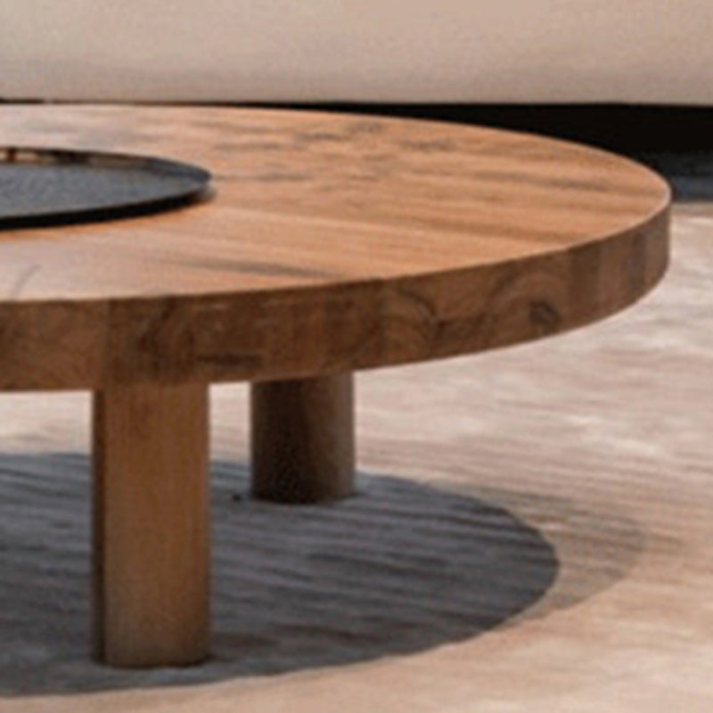 3 Legs 1 Single Coffee Table Solid Wood Brown Cocktail Table