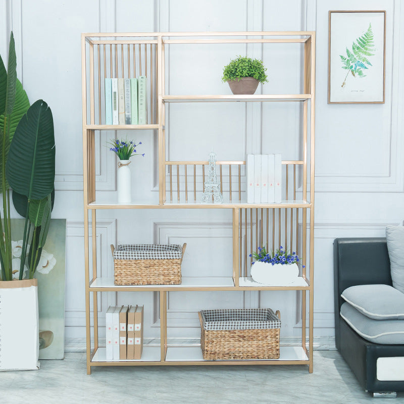 70.9" H Glam Metal Bookshelf Gold Etagere Shelf Bookcase for Study Room