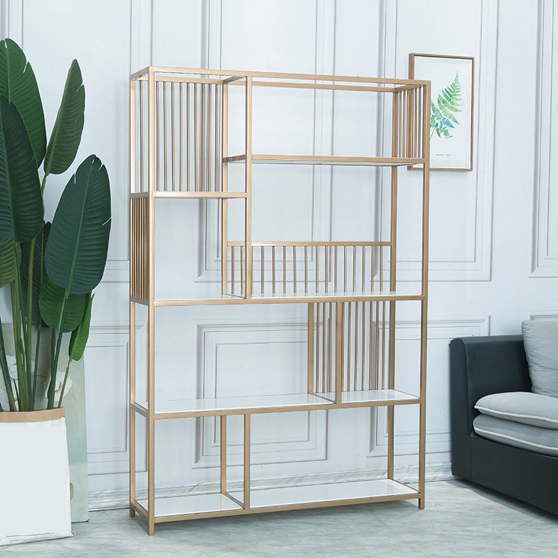 70.9" H Glam Metal Bookshelf Gold Etagere Shelf Bookcase for Study Room