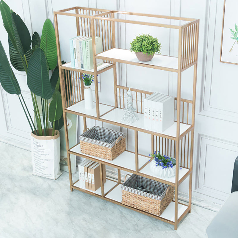 70.9" H Glam Metal Bookshelf Gold Etagere Shelf Bookcase for Study Room