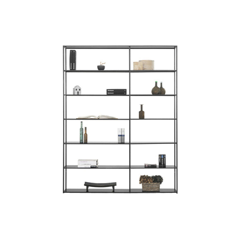 Contemporary Metal Book Shelf Black Etagere Shelf Bookcase for Study Room 9.8" W