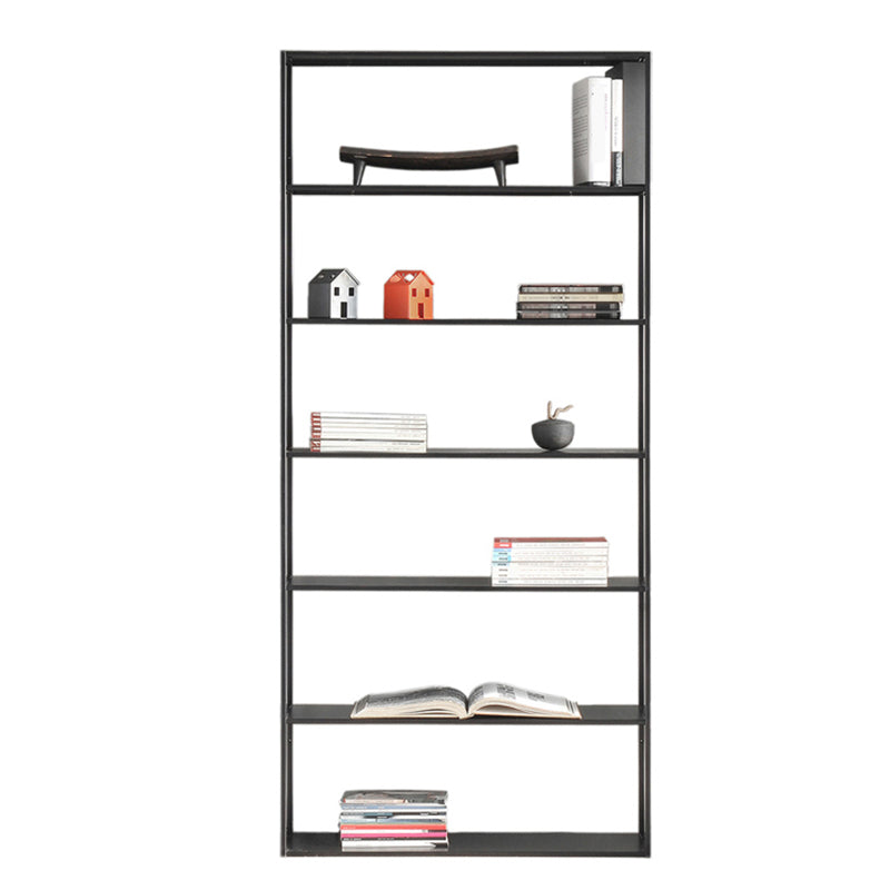 Contemporary Metal Book Shelf Black Etagere Shelf Bookcase for Study Room 9.8" W