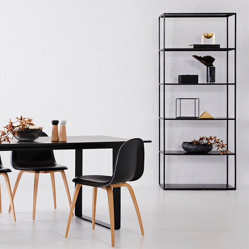 Contemporary Metal Book Shelf Black Etagere Shelf Bookcase for Study Room 9.8" W