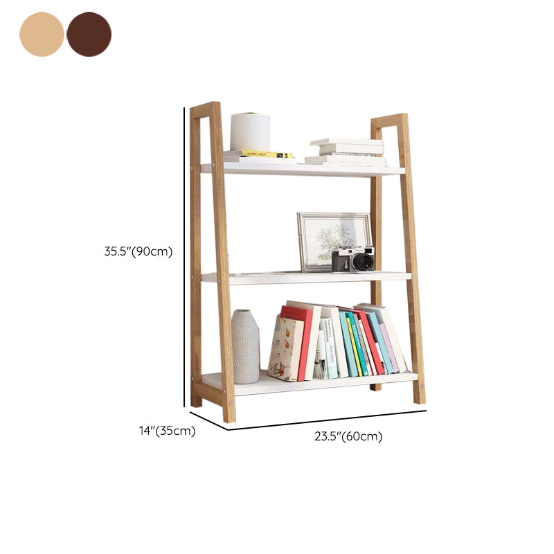 Modern Ladder Vertical Bookshelf Open Wooden Shelf Bookcase for Study Room