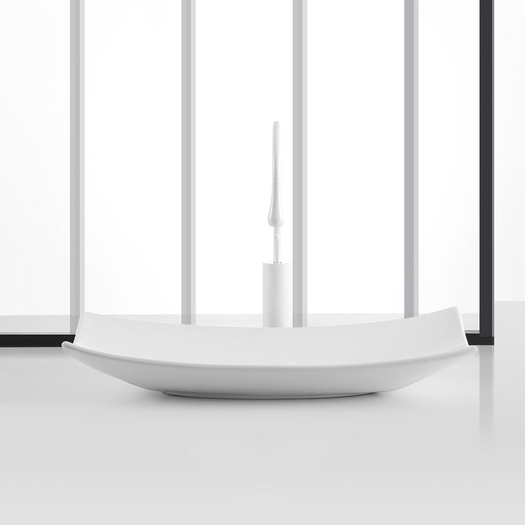 Modern Bathroom Sink Pop-Up Drain Porcelain Rectangular Vessel Lavatory Sink