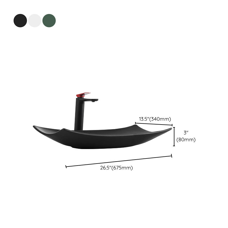 Modern Bathroom Sink Pop-Up Drain Porcelain Rectangular Vessel Lavatory Sink