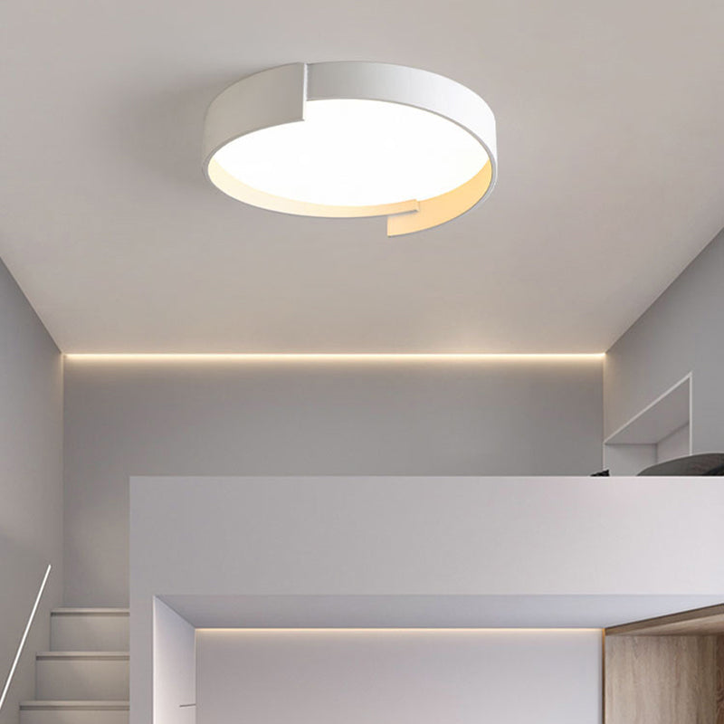 Modern LED Metal Flush Mount Circular Shape Ceiling Light with Acrylic Shade for Bedroom