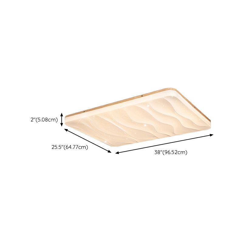 LED Modern Wood Flush Mount Geometric Shape Ceiling Light with Acrylic Shade for Bedroom