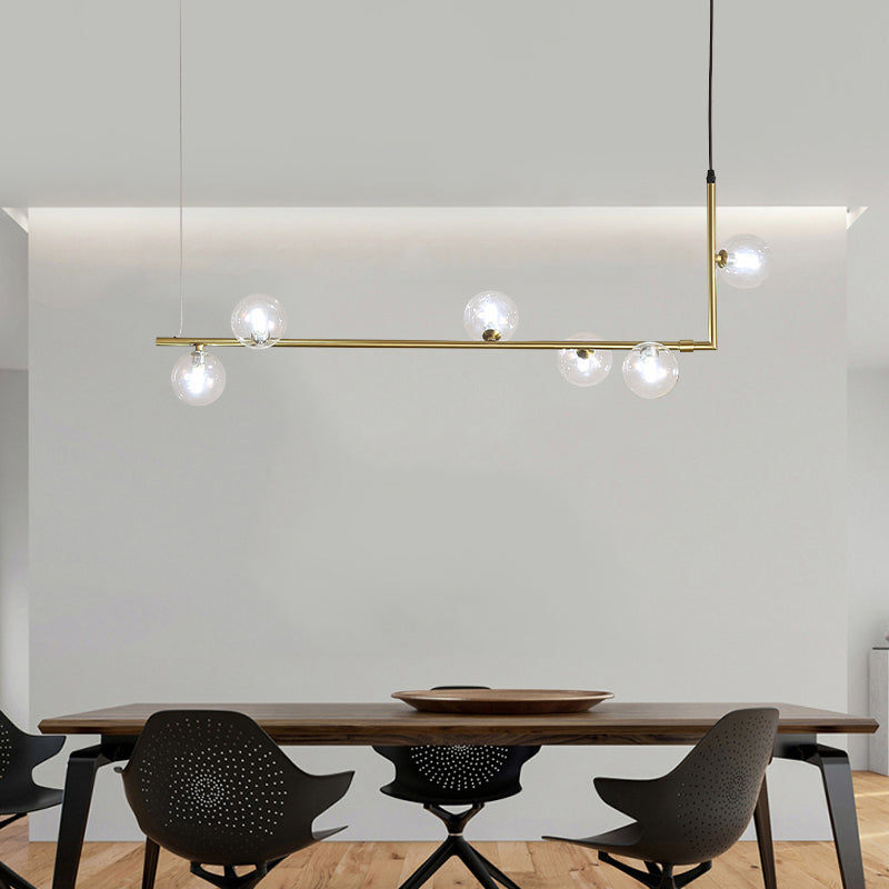 Modernism Glass Shaded Ceiling Light Black/Golden Kitchen Island Lighting for Home