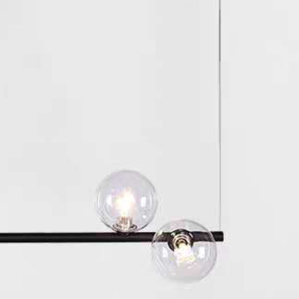 Modernism Glass Shaded Ceiling Light Black/Golden Kitchen Island Lighting for Home