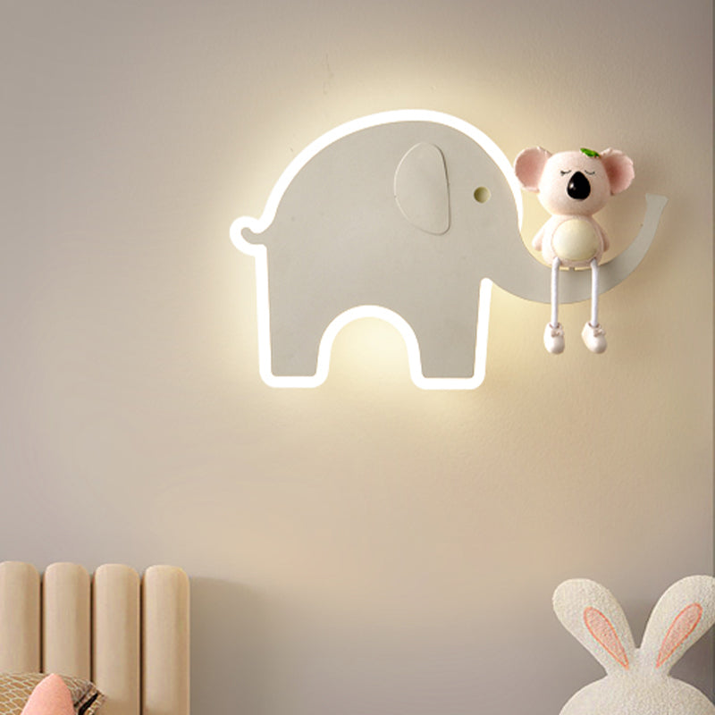 Cartoon Style Wall Light Colorful Metal Wall Lamp for Children's Room (Included Doll)