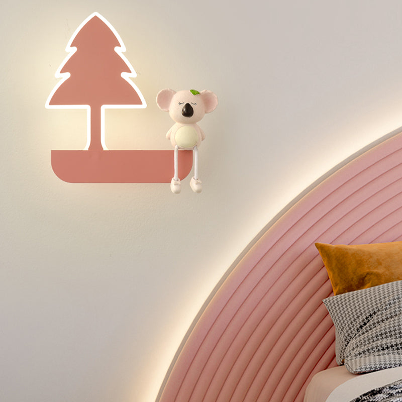 Cartoon Style Wall Light Colorful Metal Wall Lamp for Children's Room (Included Doll)
