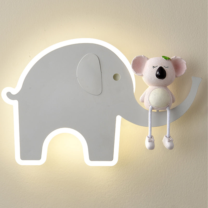 Cartoon Style Wall Light Colorful Metal Wall Lamp for Children's Room (Included Doll)