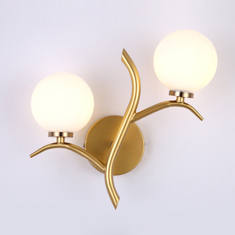 Modern Style Globe Wall Light Glass 2 Light Sconces for Bedroom