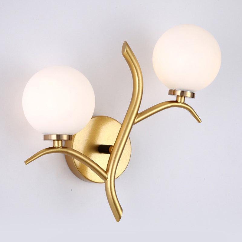 Modern Style Globe Wall Light Glass 2 Light Sconces for Bedroom