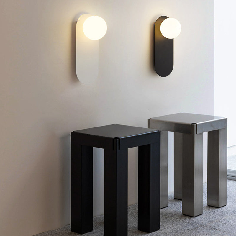 Single Modernism White/Black Wall Mounted Sconce Glass Shaded Wall Light