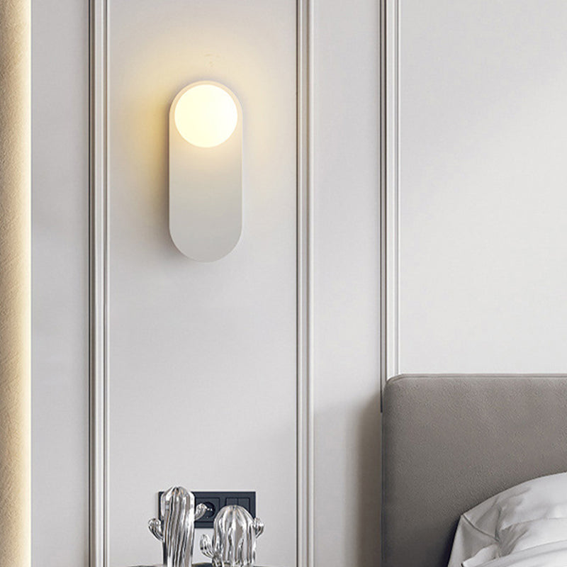 Single Modernism White/Black Wall Mounted Sconce Glass Shaded Wall Light