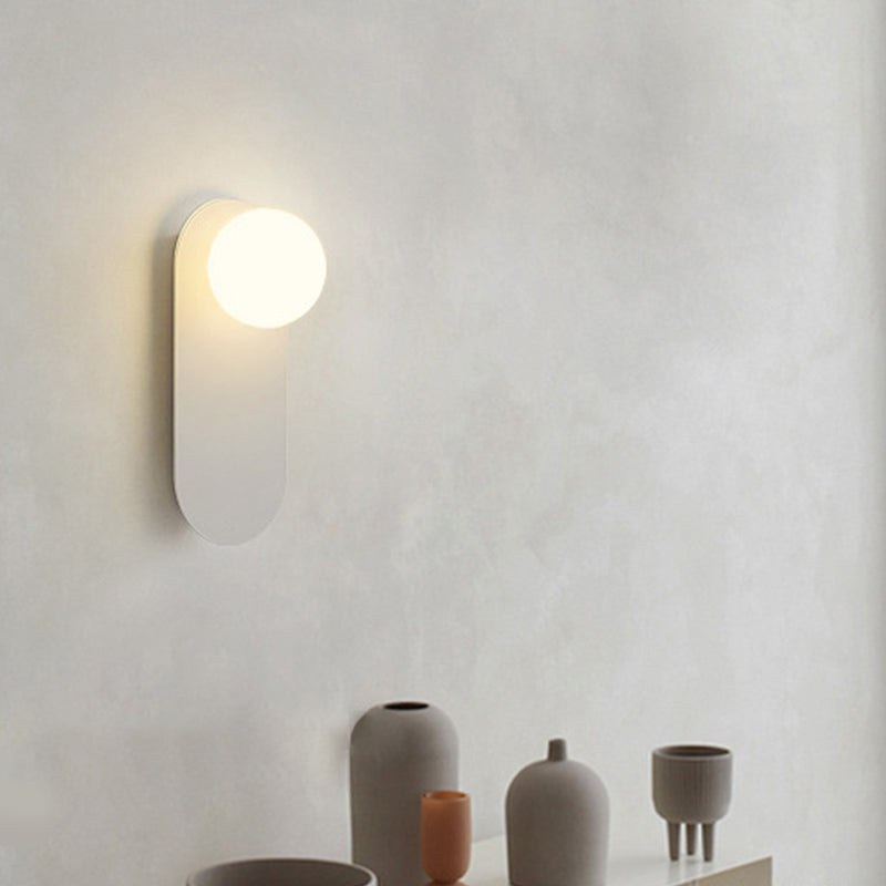 Single Modernism White/Black Wall Mounted Sconce Glass Shaded Wall Light