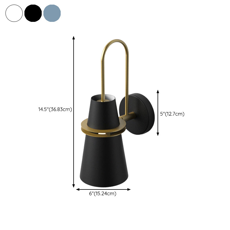 Modern Style Tapered Shape Wall Sconce Metal 1 Light Sconces for Bedroom