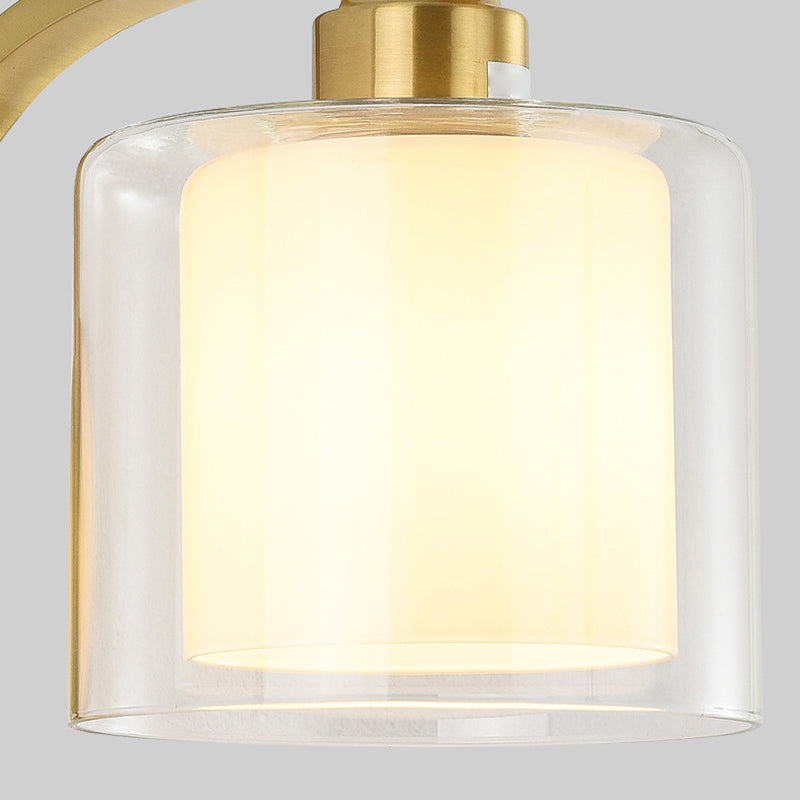 Modern Style Cylinder Shape Wall Light Glass 1 Light Sconces in Gold for Bedroom