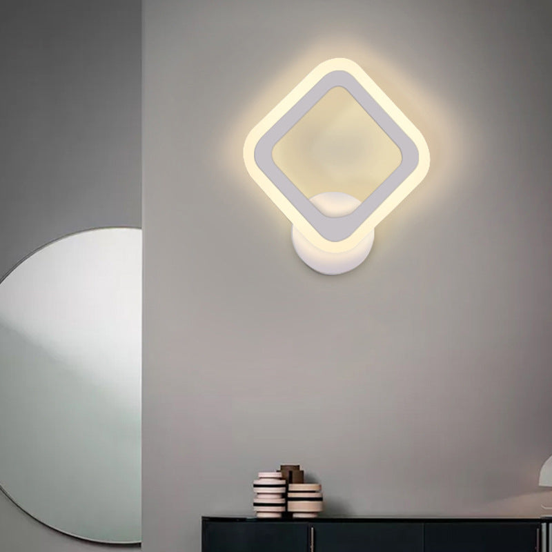 Square Shape Wall Lamp Modern Style Acrylic 1 Light Sconce in White