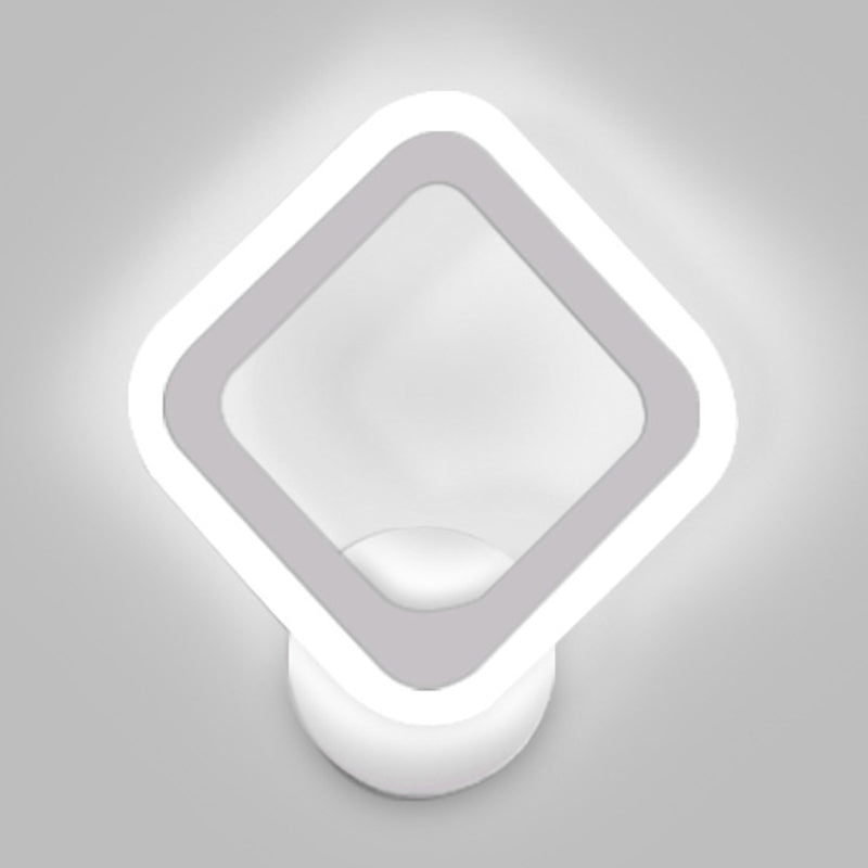 Square Shape Wall Lamp Modern Style Acrylic 1 Light Sconce in White